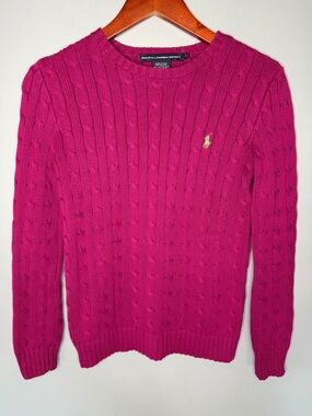 Ralph Lauren Sport Fuchsia Cable-Knit Sweater | Size Small